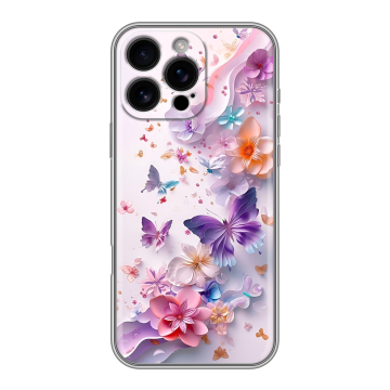 Силиконовый чехол на Iphone 16 Pro Max с принтом цветы бабочки