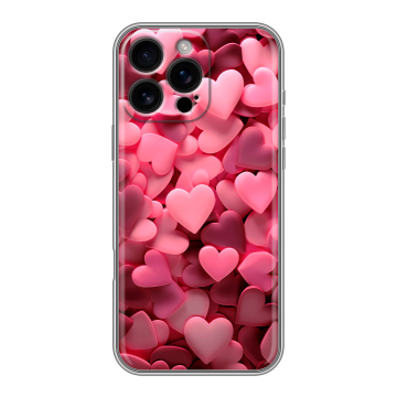 Силиконовый чехол на Iphone 16 Pro Max с принтом розовые сердечки Силиконовый чехол на Iphone 16 Pro Max с принтом розовые сердечки