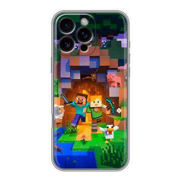 Силиконовый чехол на Iphone 16 Pro Max с принтом Майнкрафт Minecraft Силиконовый чехол на Iphone 16 Pro Max с принтом Майнкрафт Minecraft