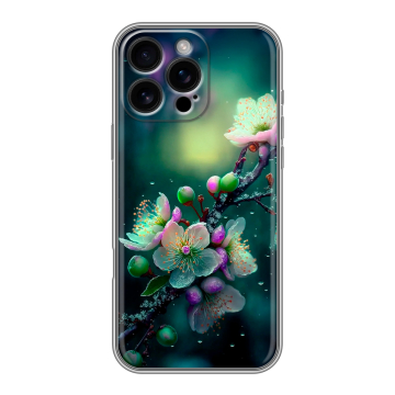 Силиконовый чехол на Iphone 16 Pro Max с принтом Цветы и мрамор Силиконовый чехол на Iphone 16 Pro Max с принтом Цветы и мрамор