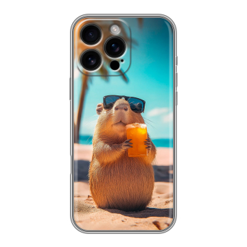Силиконовый чехол на Iphone 16 Pro Max с принтом Капибара