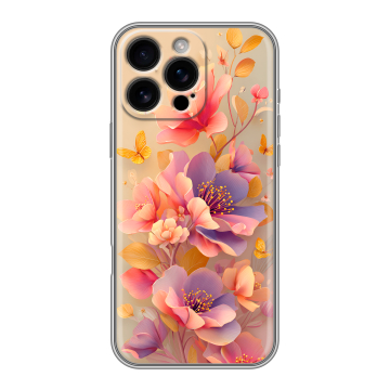Силиконовый чехол на Iphone 16 Pro Max с принтом Цветы и бабочки Силиконовый чехол на Iphone 16 Pro Max с принтом Цветы и бабочки