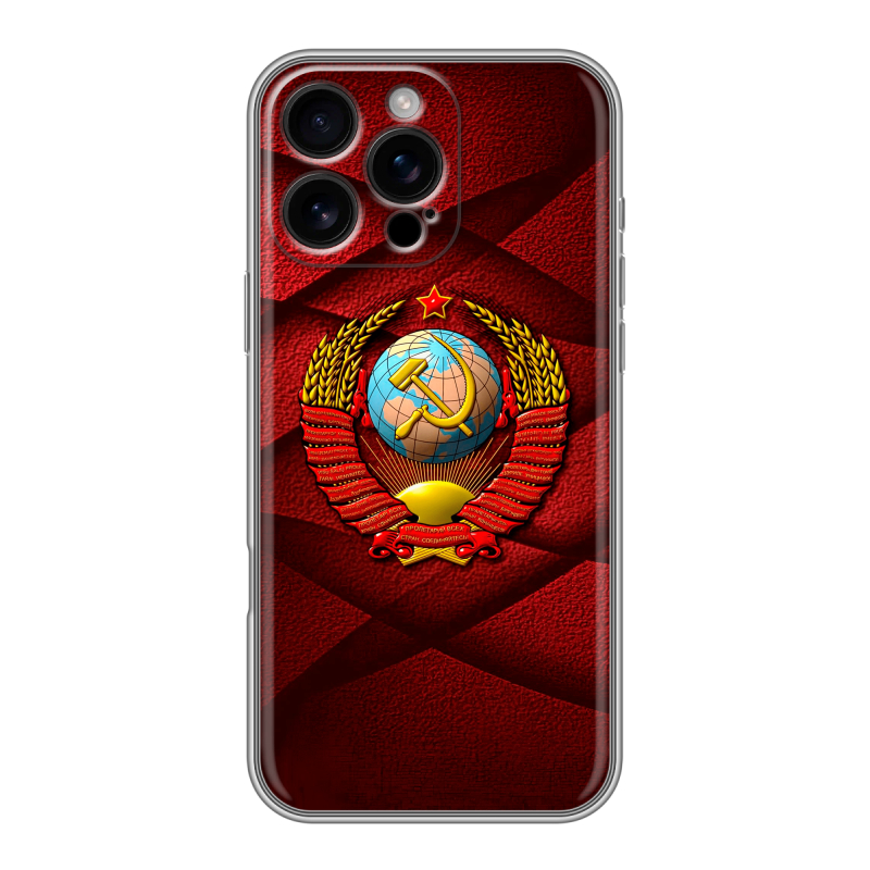 Силиконовый чехол на Iphone 16 Pro Max с принтом Герб СССР Силиконовый чехол на Iphone 16 Pro Max с принтом Герб СССР