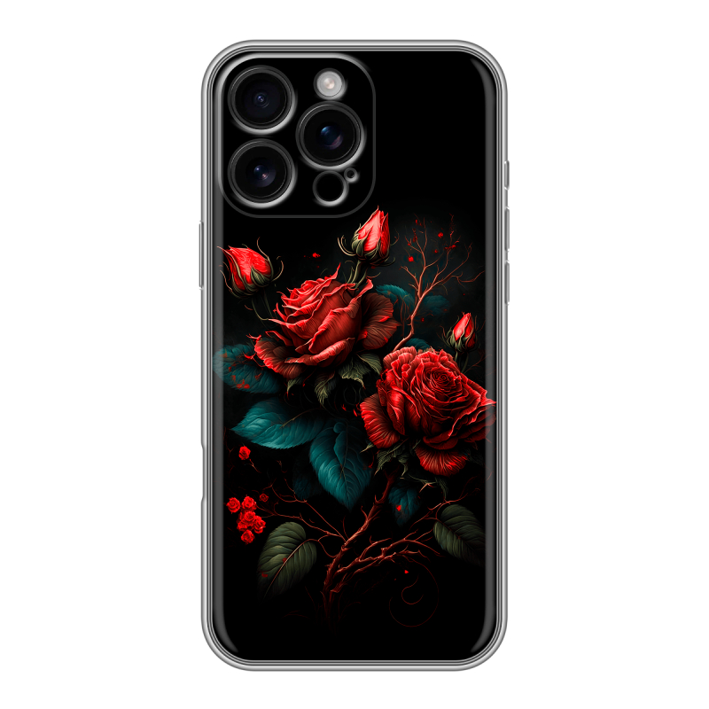 Силиконовый чехол на Iphone 16 Pro Max с принтом Розы красные Силиконовый чехол на Iphone 16 Pro Max с принтом Розы красные