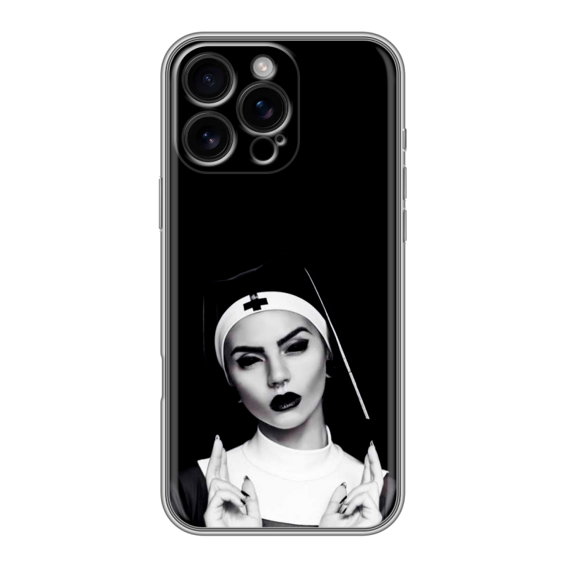 Силиконовый чехол на Iphone 16 Pro Max с принтом монашка Силиконовый чехол на Iphone 16 Pro Max с принтом монашка