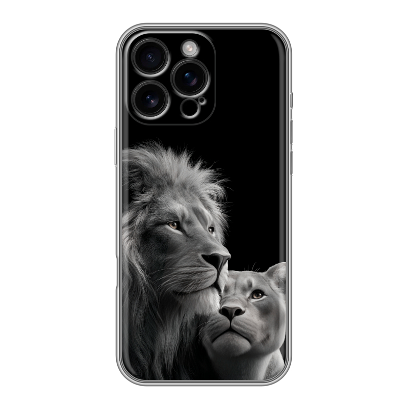Силиконовый чехол на Iphone 16 Pro Max с принтом Лев кошки Силиконовый чехол на Iphone 16 Pro Max с принтом Лев кошки