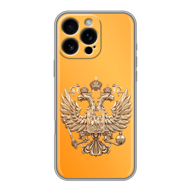 Силиконовый чехол на Iphone 16 Pro Max с принтом Герб Флаг России Силиконовый чехол на Iphone 16 Pro Max с принтом Герб Флаг России