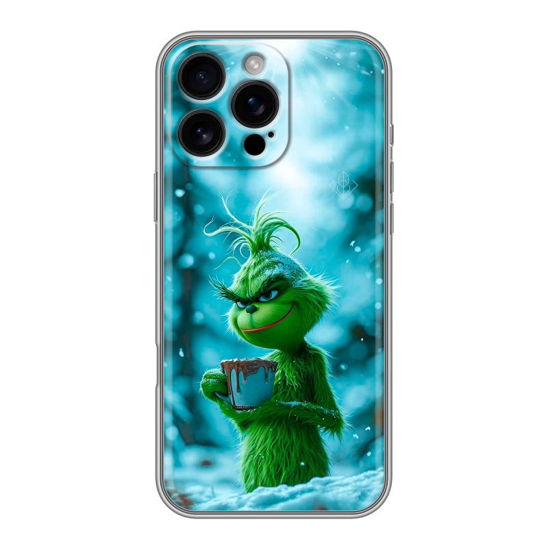 Силиконовый чехол на Iphone 16 Pro Max с принтом Новый год гринч Силиконовый чехол на Iphone 16 Pro Max с принтом Новый год гринч