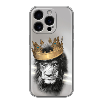 Силиконовый чехол на Iphone 16 Pro с принтом Лев с короной Силиконовый чехол на Iphone 16 Pro с принтом Лев с короной