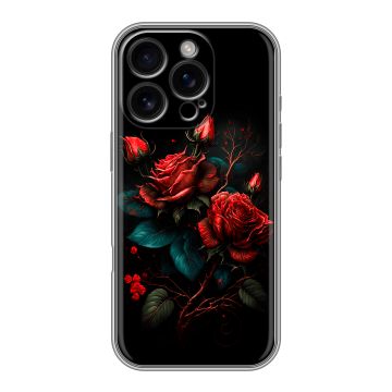 Силиконовый чехол на Iphone 16 Pro с принтом Розы красные Силиконовый чехол на Iphone 16 Pro с принтом Розы красные