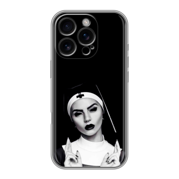 Силиконовый чехол на Iphone 16 Pro с принтом монашка Силиконовый чехол на Iphone 16 Pro с принтом монашка