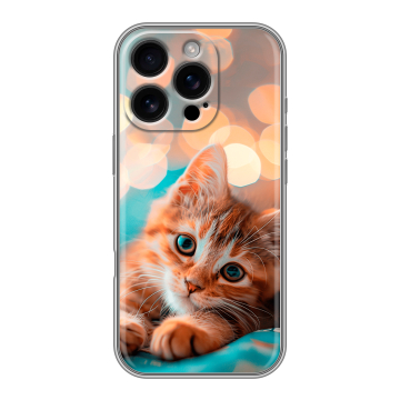 Силиконовый чехол на Iphone 16 Pro с принтом котик Силиконовый чехол на Iphone 16 Pro с принтом котик