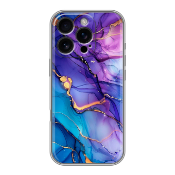 Силиконовый чехол на Iphone 16 Pro с принтом синий мрамор Силиконовый чехол на Iphone 16 Pro с принтом синий мрамор
