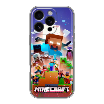 Силиконовый чехол на Iphone 16 Pro с принтом Майнкрафт Minecraft
