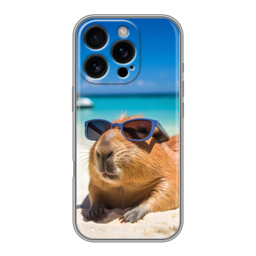 Силиконовый чехол на Iphone 16 Pro с принтом Капибара Силиконовый чехол на Iphone 16 Pro с принтом Капибара
