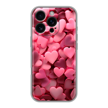Силиконовый чехол на Iphone 16 Pro с принтом розовые сердечки Силиконовый чехол на Iphone 16 Pro с принтом розовые сердечки