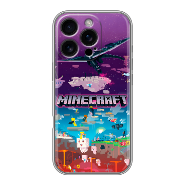 Силиконовый чехол на Iphone 16 Pro с принтом Майнкрафт Minecraft Силиконовый чехол на Iphone 16 Pro с принтом Майнкрафт Minecraft