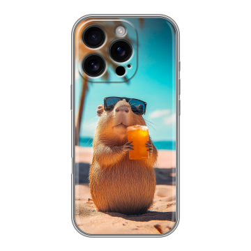 Силиконовый чехол на Iphone 16 Pro с принтом Капибара