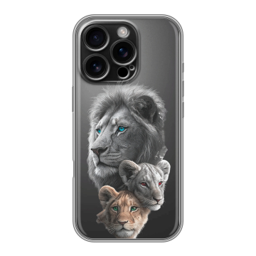 Силиконовый чехол на Iphone 16 Pro с принтом Львы