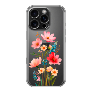 Силиконовый чехол на Iphone 16 Pro с принтом Цветы