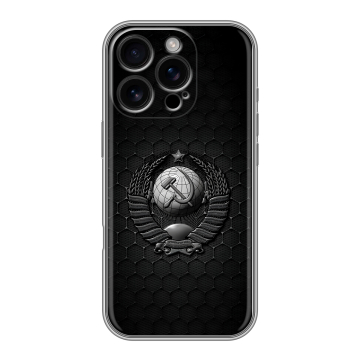 Силиконовый чехол на Iphone 16 Pro с принтом Герб Флаг СССР