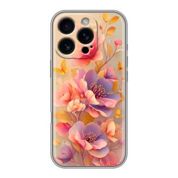 Силиконовый чехол на Iphone 16 Pro с принтом Цветы и бабочки