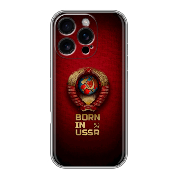Силиконовый чехол на Iphone 16 Pro с принтом Флаг Герб СССР