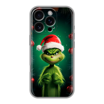 Силиконовый чехол на Iphone 16 Pro с принтом Гринч Новый год Рождество