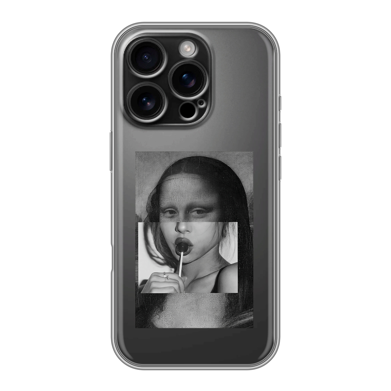 Силиконовый чехол на Iphone 16 Pro с принтом Мона Лиза Силиконовый чехол на Iphone 16 Pro с принтом Мона Лиза
