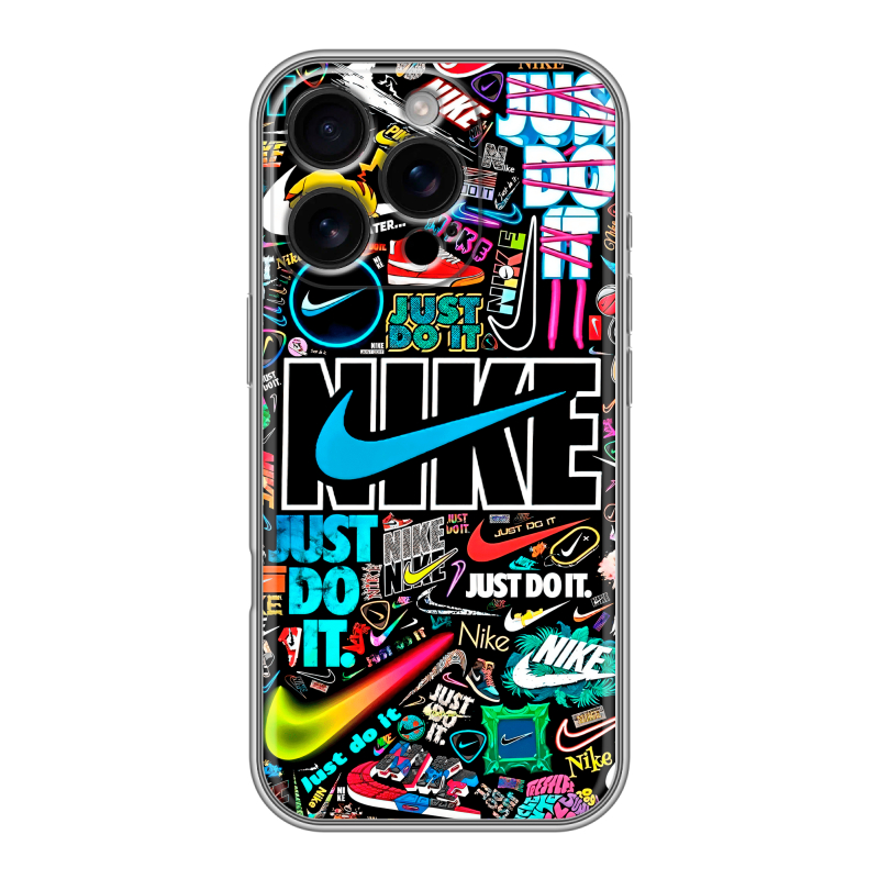 Силиконовый чехол на Iphone 16 Pro с принтом найк nike черный Силиконовый чехол на Iphone 16 Pro с принтом найк nike черный