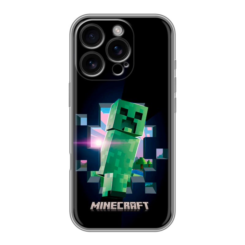 Силиконовый чехол на Iphone 16 Pro с принтом Майнкрафт Minecraft Силиконовый чехол на Iphone 16 Pro с принтом Майнкрафт Minecraft