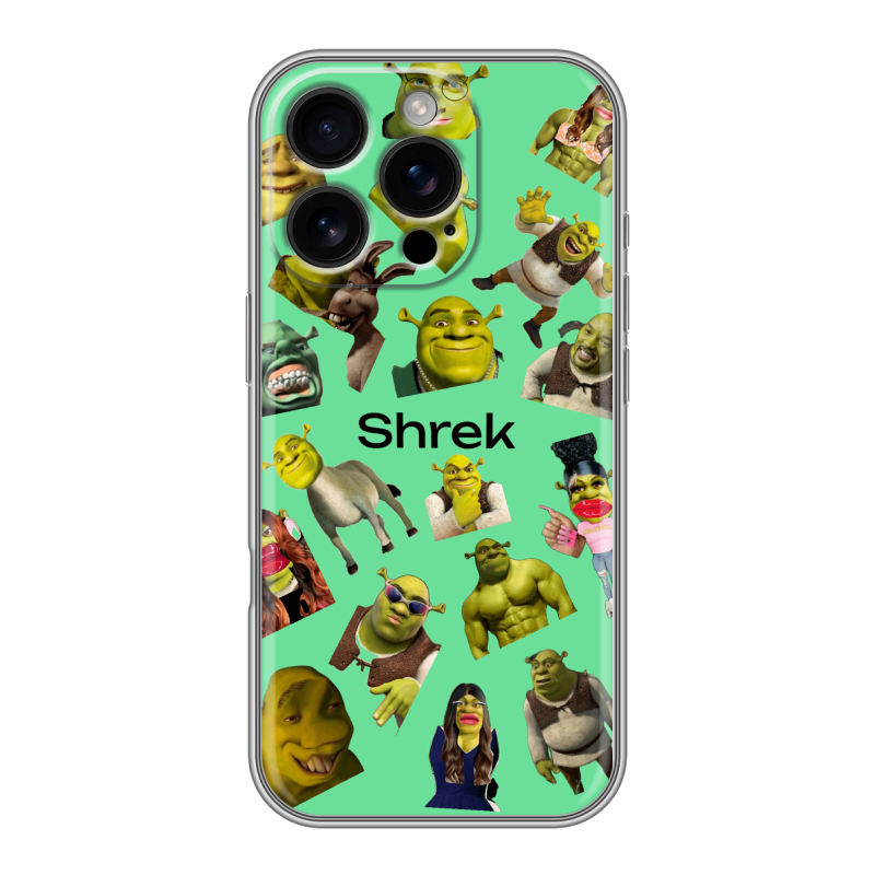 Силиконовый чехол на Iphone 16 Pro с принтом Шрек Shrek Силиконовый чехол на Iphone 16 Pro с принтом Шрек Shrek