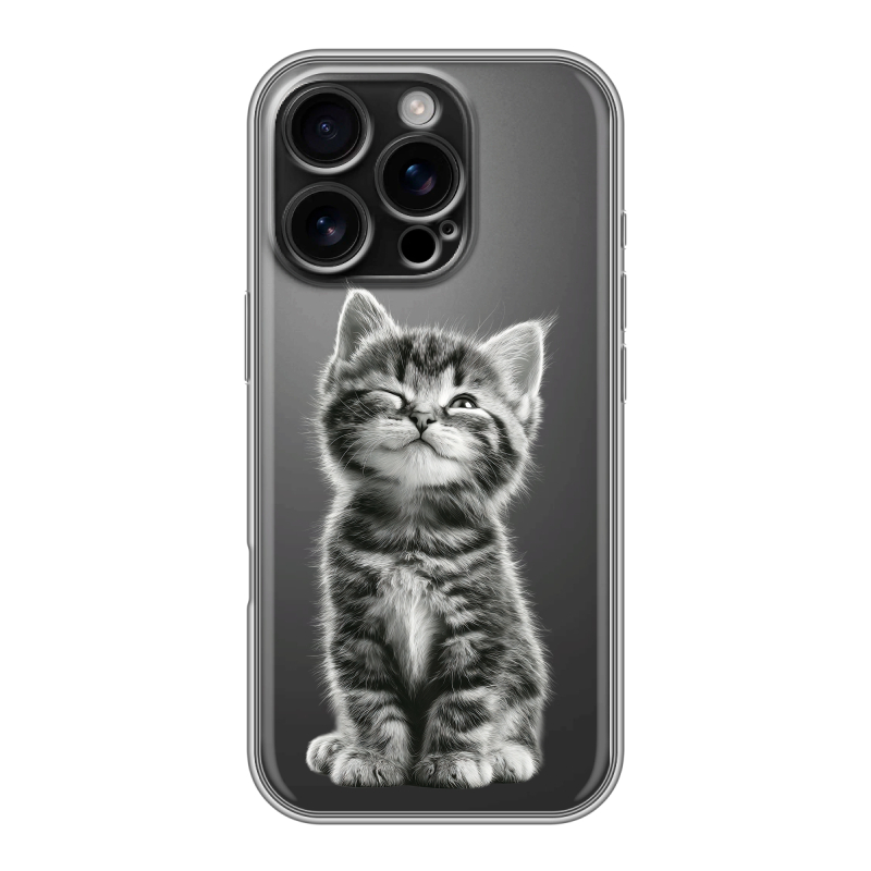Силиконовый чехол на Iphone 16 Pro с принтом Котенок Силиконовый чехол на Iphone 16 Pro с принтом Котенок
