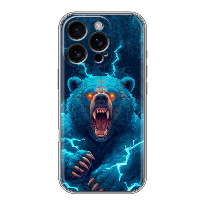 Силиконовый чехол на Iphone 16 Pro с принтом Медведь Силиконовый чехол на Iphone 16 Pro с принтом Медведь