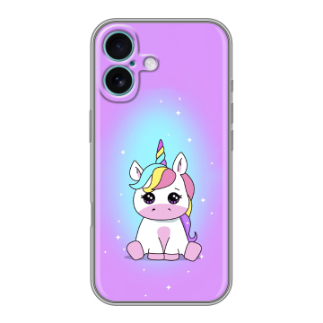 Силиконовый чехол на Iphone 16 Plus с принтом Единорог
