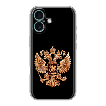 Силиконовый чехол на Iphone 16 Plus с принтом Герб России золотой Силиконовый чехол на Iphone 16 Plus с принтом Герб России золотой