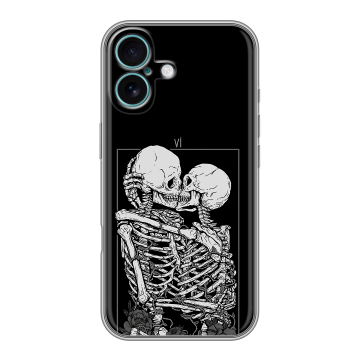 Силиконовый чехол на Iphone 16 Plus с принтом Поцелуй скелетов Силиконовый чехол на Iphone 16 Plus с принтом Поцелуй скелетов