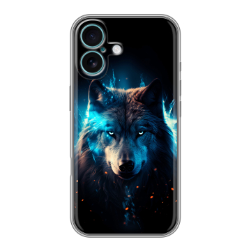Силиконовый чехол на Iphone 16 Plus с принтом Волк ночной Силиконовый чехол на Iphone 16 Plus с принтом Волк ночной