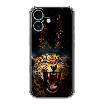Силиконовый чехол на Iphone 16 Plus с принтом Леопард Силиконовый чехол на Iphone 16 Plus с принтом Леопард