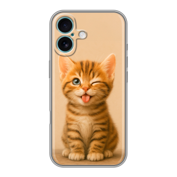 Силиконовый чехол на Iphone 16 Plus с принтом котенок Силиконовый чехол на Iphone 16 Plus с принтом котенок