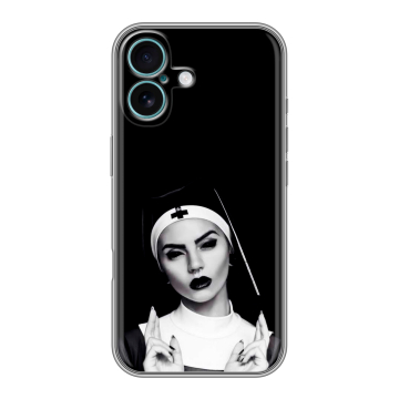 Силиконовый чехол на Iphone 16 Plus с принтом монашка Силиконовый чехол на Iphone 16 Plus с принтом монашка