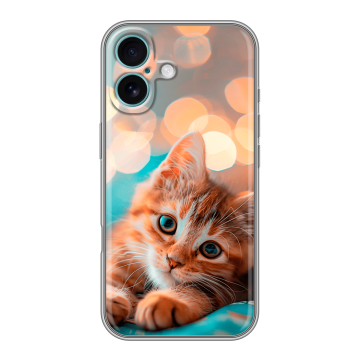 Силиконовый чехол на Iphone 16 Plus с принтом котик Силиконовый чехол на Iphone 16 Plus с принтом котик