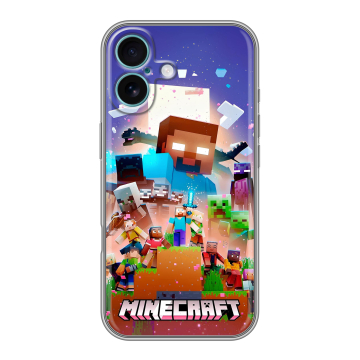 Силиконовый чехол на Iphone 16 Plus с принтом Майнкрафт Minecraft Силиконовый чехол на Iphone 16 Plus с принтом Майнкрафт Minecraft
