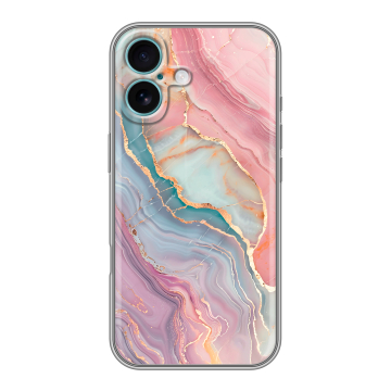 Силиконовый чехол на Iphone 16 Plus с принтом розовый мрамор Силиконовый чехол на Iphone 16 Plus с принтом розовый мрамор