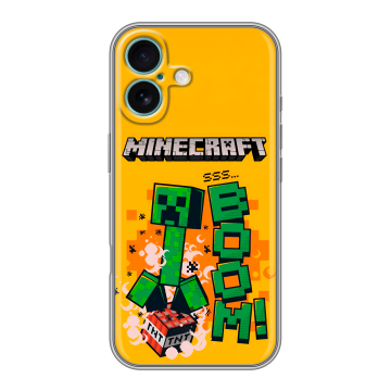 Силиконовый чехол на Iphone 16 Plus с принтом Майнкрафт Minecraft Силиконовый чехол на Iphone 16 Plus с принтом Майнкрафт Minecraft