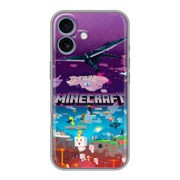 Силиконовый чехол на Iphone 16 Plus с принтом Майнкрафт Minecraft Силиконовый чехол на Iphone 16 Plus с принтом Майнкрафт Minecraft