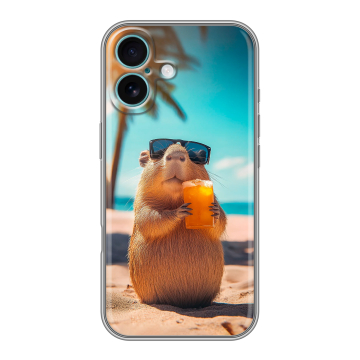 Силиконовый чехол на Iphone 16 Plus с принтом Капибара