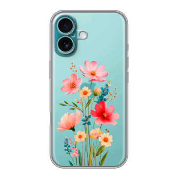 Силиконовый чехол на Iphone 16 Plus с принтом Цветы