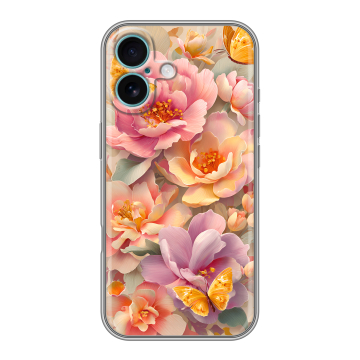 Силиконовый чехол на Iphone 16 Plus с принтом Цветы и бабочки