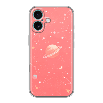 Силиконовый чехол на Iphone 16 Plus с принтом Розовый космос